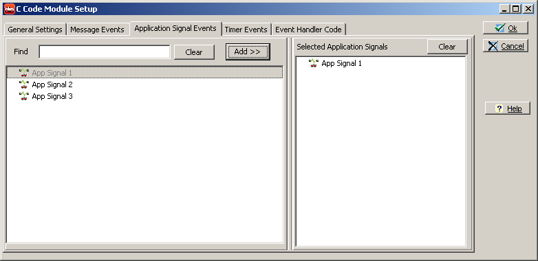 Application Signal Events