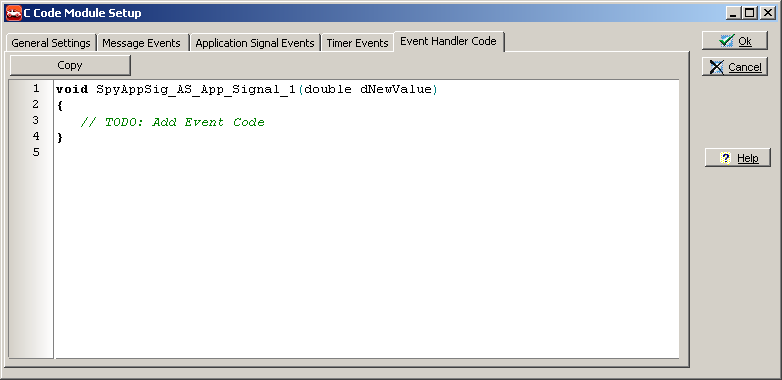Application Signal Event Code
