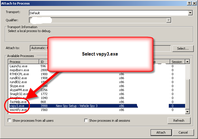 Step 2 of attach to process